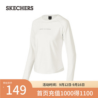 斯凯奇（Skechers）女子针织长袖T恤衫P424W210 棉花糖白/0074 S