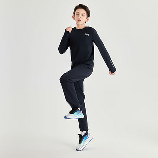 安德玛（Under Armour）童装男童舒适透气上衣大童圆领长袖T恤儿童凉感运动服243124148 黑色 140cm