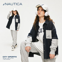 NAUTICA诺帝卡童装男童女童假两件牛仔衬衫外套春秋儿童美式复古 藏青 120cm