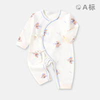 婧麒（JOYNCLEON）婴儿衣服新生儿连体衣纯棉满月宝宝内衣打底春秋款宝宝哈衣爬服 米底满印花航海小熊 66cm