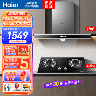 Haier 海尔 欧式大吸力抽油烟机烟灶套餐欧式大吸力油烟机+4.2KW天然气灶 烟灶套装T6V+Q235天