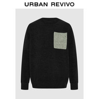 UR2024秋冬男装时尚轻熟风拼色口袋宽松针织衫UMM940004# 黑色 S