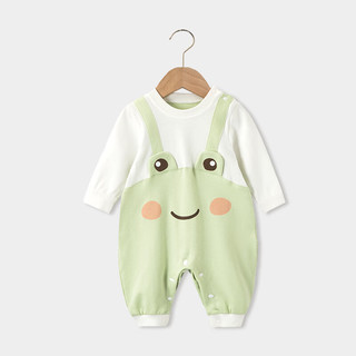 婧麒（JOYNCLEON）婴儿衣服秋季新生儿连体衣假两件纯棉春秋款洋气爬服 粉小兔 59