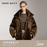 MISS SIXTY2024冬季羽绒服女落肩宽松夹克复古工装风厚款外套 深褐 L