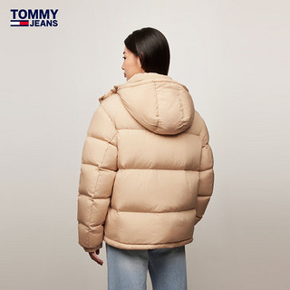 TOMMY JEANS【面包羽绒】24秋冬女装刺绣鸭绒连帽休闲运动羽绒服18610 浅卡其色AB9 XS