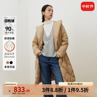 VEROMODA羽绒服女2023秋冬新款白鸭绒90%长款直筒连帽简约通勤