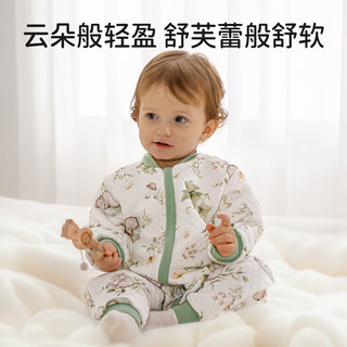 欧孕（OUYUN）睡袋婴儿春秋款空气层夹棉儿童分腿宝宝防踢被子纯棉保暖 极地白熊【春秋17-25℃】 110码-身高105-120年龄3.5-5.5岁