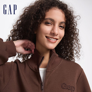 Gap女装2024秋季空气三明治层字母logo拉链卫衣外套638416 棕色 165/84A(M) 亚洲尺码