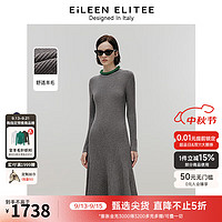 朗姿欧洲EiLEEN ELITEE高级感收腰羊毛针织连衣裙2024年冬季 中灰色 XL