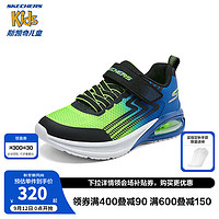 Skechers斯凯奇儿童春秋时尚气垫缓震跑步鞋男童魔术贴运动鞋403934L 黑色/蓝色/柠檬色/BBLM 37码