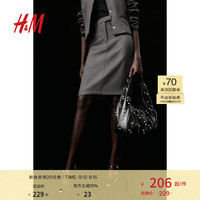 H&M女士半裙2024秋优雅通勤及膝铅笔裙1244452 混深灰色 160/68 36