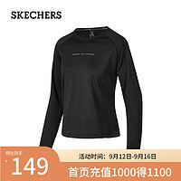 斯凯奇（Skechers）女子针织长袖T恤衫P424W210 碳黑/0018 M