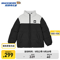 斯凯奇（Skechers）KIDS中性梭织短款羽绒外套L424K062 淡灰色/00PD 170