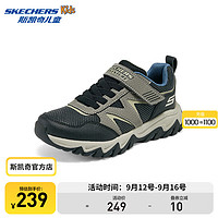 斯凯奇（Skechers）岚霖系列时尚魔术贴男童中大童透气406390L 黑色/灰褐色/BKTP 27.5码