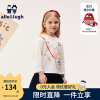 allo&lugh【音乐俱乐部】阿路和如24秋季趣味印花针织T恤柔软亲肤男女同款 白色  150cm