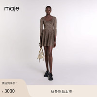 Maje2024秋季新款女装新复古回潮七分袖蓬蓬针织连衣裙MFPRO03863