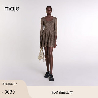 Maje2024秋季新款女装新复古回潮七分袖蓬蓬针织连衣裙MFPRO03863