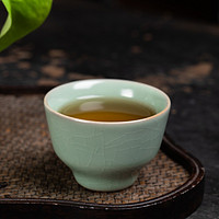 RUDAO 汝道 汝窑茶杯单个品茗杯陶瓷功夫茶具小单杯可养蝉翼开片汝瓷主人杯中式复古茶盏礼盒装 汝窑捧香杯60ml-翠青