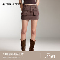 MISS SIXTY2024秋季牛仔短裙女美式复古工装风立体口袋辣妹风 咖啡褐 M