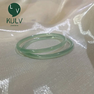 KULV玛瑙叮当镯一对少女款油青翡翠色高冰种送闺蜜女友玉髓 56-57圈口(一对)4mm