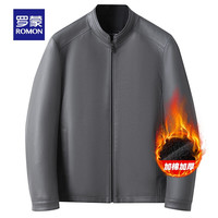 罗蒙男士时尚休闲立领短款PU皮衣2024秋季潮流百搭夹克男 卡其绿 190