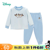 Disney baby 迪士尼宝宝（Disney Baby）童装男童家居服卡通米奇套头套装舒适柔软24年秋 蓝色 130cm