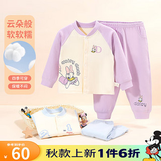 Disney baby 迪士尼宝宝（Disney Baby）童装女童套装卡通黛丝前开家居服套装舒适柔软24年秋 紫色 80cm