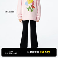 little MO&Co.抑菌 little moco童装24秋装女童双面抓毛弹力简约微喇叭长裤 黑色  120/53