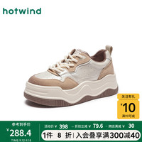 热风(Hotwind)运动鞋24年秋季女士时尚松糕跟系带温暖简约百搭金属透气