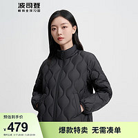 波司登2024春季女短款时尚百搭休闲菱形格基础轻暖羽绒服B40131014 黑色8056 190/108A