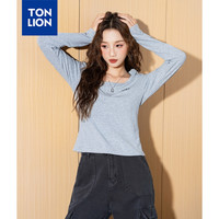 唐狮 TONLION2024秋季女圆领门襟长袖T恤WP 浅麻灰 S