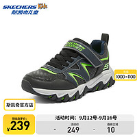 斯凯奇（Skechers）岚霖系列时尚魔术贴男童中大童透气舒适休闲运动鞋 海军蓝色/柠檬色/NVLM 28.5码