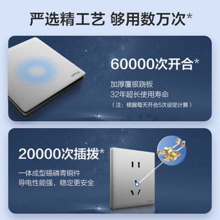 欧普照明欧普（OPPLE）照明超薄开关插座致享86型墙壁开关面板大功率5五孔T02星空灰 【星河灰】一开单控五孔扁插
