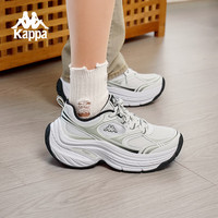 KAPPA卡帕女鞋增高老爹鞋女2024秋季鞋子女百搭休闲鞋户外运动鞋潮 经典白/黑色 40