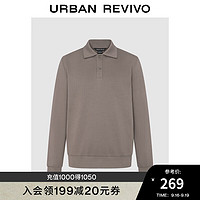 UR2024秋冬男装时尚休闲POLO领长袖T恤UMU440087 石色 M