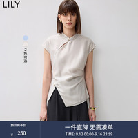 丽丽 LILY2024夏新中式优雅气质时尚修身显瘦莫代尔设计感通勤衬衫 501灰色 M
