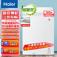 百亿补贴：Haier 海尔 冰柜正品家用一级能效节能冷冻冷藏减霜100L抑菌静音宿舍冷柜