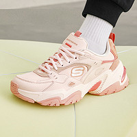 SKECHERS 斯凯奇 女鞋新款透气轻便机甲鞋复古厚底运动老爹鞋149916-PINK ZP