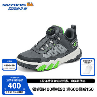 SKECHERS 斯凯奇 儿童春秋户外运动鞋女童时尚旋钮休闲鞋轻便跑步鞋303497L 男童/炭灰色/柠檬色/CCLM 39码