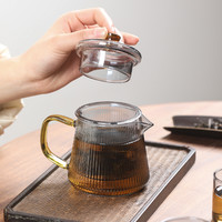 苏氏陶瓷 茶壶耐热玻璃花茶壶泡茶壶条纹小号梯形壶