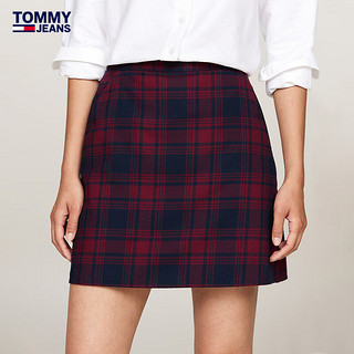 TOMMY JEANS24秋冬女装斜纹美式休闲风格纹A字半身裙DW0DW18889 红藏青格纹0KP M