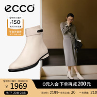 爱步(ECCO)靴子女 24年冬季简约气质时尚百搭牛皮粗跟短靴女 雕塑222353 石灰色22235301378 35