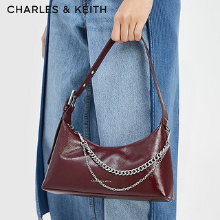 CHARLES&KEITH24冬柔软拉链式单肩褶皱腋下包女CK2-40782472 Burgundy葡萄酒红色 S