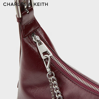 CHARLES&KEITH24冬柔软拉链式单肩褶皱腋下包女CK2-40782472 Burgundy葡萄酒红色 S