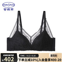 安莉芳秋薄款蕾丝深V抹胸无钢圈文胸女舒适大胸显小胸罩内衣EB3721 黑色BLK 70B 32/70B