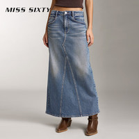MISS SIXTY【棉系列】2024秋季牛仔长裙女美式复古风开衩 深蓝 L