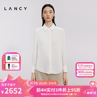 朗姿/LANCY2024秋季桑蚕丝翻领长袖衬衫女通勤基础款正装上衣