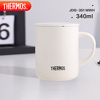 THERMOS 膳魔师 保温杯马克咖啡杯340ml高真空不锈钢水杯带盖茶杯JDG-351 MWH 奶白色