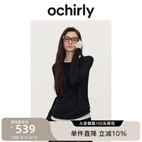 ochirly欧时力可机洗澳大利亚100%美丽诺羊毛假两件毛衣24秋冬新