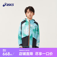 asics/亚瑟士童装秋季冲锋外套防水透湿印花冲锋夹克【商城同款】 403绿花色 130cm